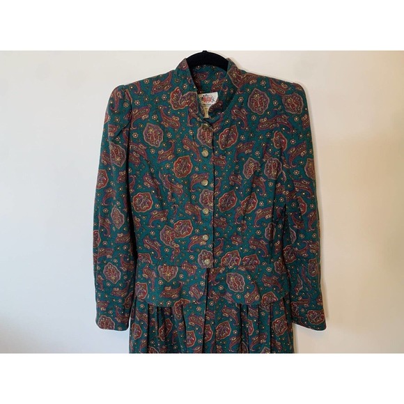 Vintage Prairie Dress 1980s Paisley button front 100% Cotton Sz 8 USA made - Picture 2 of 9